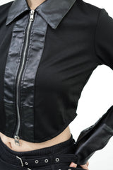 Esser leather color block shirt
