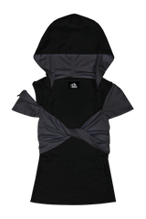 TWIST HALF SLEEVE HOODIE (NAVY)