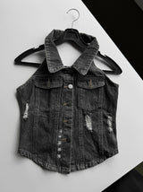 26SS★ [MADE] コルセットデニムホルタートップス