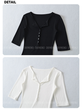 カラーハーフボタン半袖Tシャツ