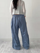 [Unisex] ストッパー パラシュート バンディング ワイド パンツ