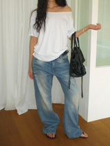 Wood denim pants