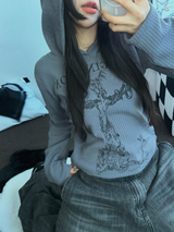 LETTERING TATTOO フーディー長袖Tシャツ 🧸🖤🩶3COLOR