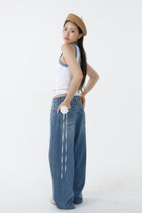 DEEP NECK SLEEVELESS TOP_SKY BLUE-WHITE