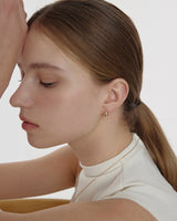 25FW★ Champagne Full Moon Silver Mary Bowl Earrings