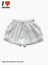 シフォンフリルバンディングレースショートパンツ