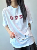 Three Sun Tattoo Lettering Oversized T-Shirt 3color