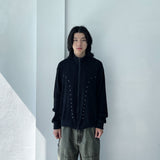 V-Stud Stand Collar Zip Jacket