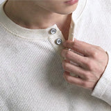 Waffle Crop Henley Neck T-shirt Ivory