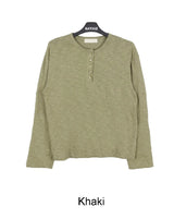 Heren Roll-up Slub Henley Neck Long Sleeve