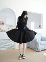COTTON FLARE SKIRT (BLACK)