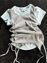 Long halter strap layered top