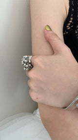 Bold silver balls ring