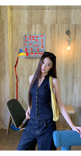 Cowgirl denim V-neck sleeveless top