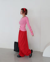 Jelly vivid V-neck Long-sleeved T-shirt