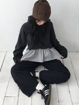プレイドフリルフーディTシャツ