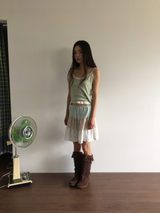 Slough punched sleeveless top (3color)