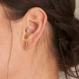 Glam Square Stone Setting Stud 925 Silver Earring E037-01G
