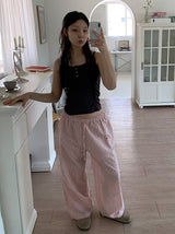 RIBBON PUNCHING WIDE PANTS (3C)