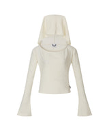 GRAPHIC OFF SHOULDER KNIT HOODED_IVORY