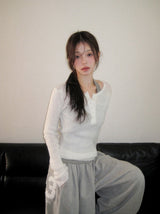 DE Slim Wool Rib Henry Neck Knit (6color)