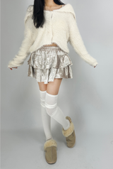 (ビッグカラーニット/スモールヘッドエフェクトニット♥) 2 COLORS ビッグカラールーズフィットセミオーバーサイズニットカーディガン