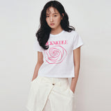 NICOLE ROSE PRINTING CROP TOP_WHITE SILVER