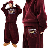 Wide corduroy mink napping pants