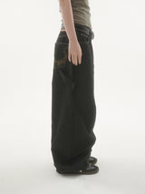 Ducks embroidery carpenter denim pants -1C