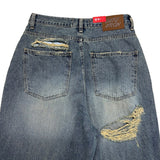 [OOTJ ITEM] ルステッドウィークデストロイドワイドルーズフィットロングデニムパンツ (Denim)