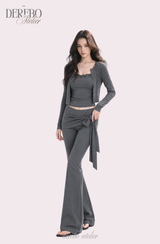 レナ ストラップ トレーニング スリーピースセットアップ (set-up + cardigan + sleeveless pants)