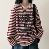 Rosé color Dangara color matching lettering loose fit long sleeve tee 