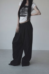 pintuck wide detail pants