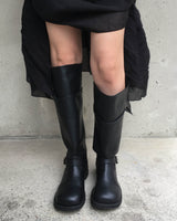 ウォッシングレザーバックルロングブーツ