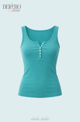 Turkish mint button sleeveless top