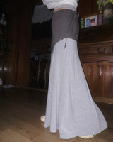 (2color) Eyelet Two-Tone Layered Flare Long Skirt