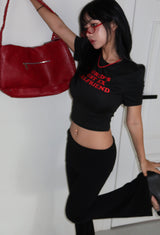 Girlfriend レタリングクロップドTシャツ (Black)
