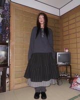 (2color) Daisy Dot Cancan Layered Long Skirt