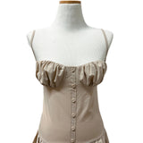 Linn Sleeveless Pleated Mini Dress (Beige)