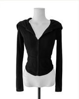 [♡MADE♡] puppy velour back eyelet slim hood zip-up