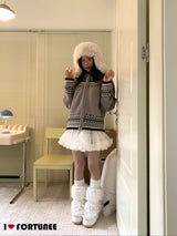 Jacquard Isle Hooded Knitwear Zip-Up Cardigan