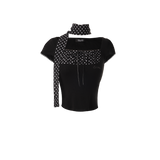 ドットスクエアクロップトップ  [Black]
