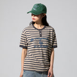 XTT133 カーブストライプヘンリーネックTシャツ (モカ)