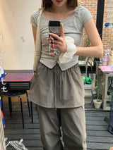 [MADE] Kaen Nylon Layered Skirt Banding Pants