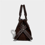 Autumn Winter Two-Tone Faux Leather Classic Tote Cross Bag