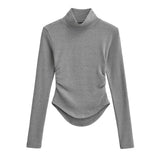 サイズシャーリングスパンデックスタートルネックロングスリーブTシャツ