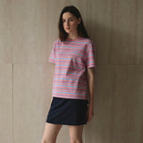 Multi Striped Short Sleeve T-Shirt_Pink