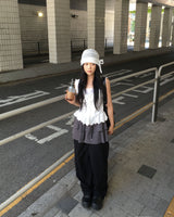 Dot cancan shirring skirt