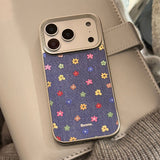 ヴィンテージ デニム フラワー iPhone ケース