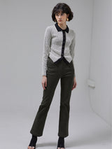 [LINE] Slit Flare Peach Cotton Pants (2colors)